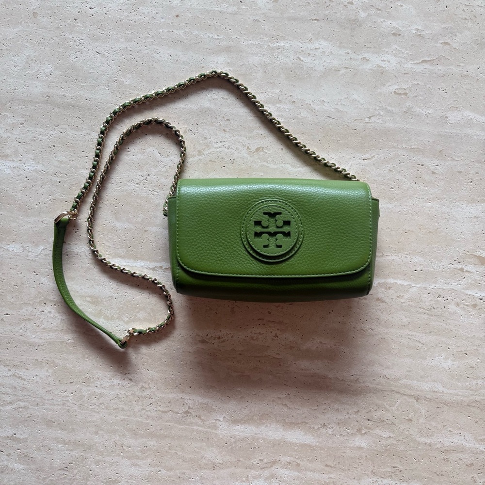 Tory Burch Green Crossbody Bag with Gold Hardware